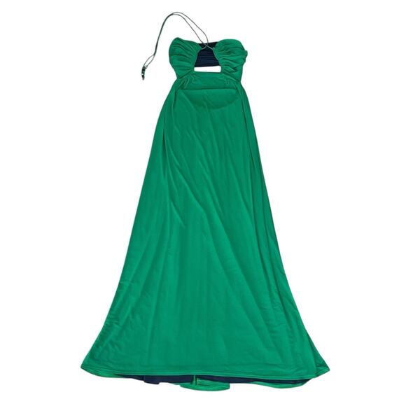 Staud Kanha Reversible Mesh Halter Dress Clover Green Deep Sea Blue Maxi Dress - Picture 3 of 16